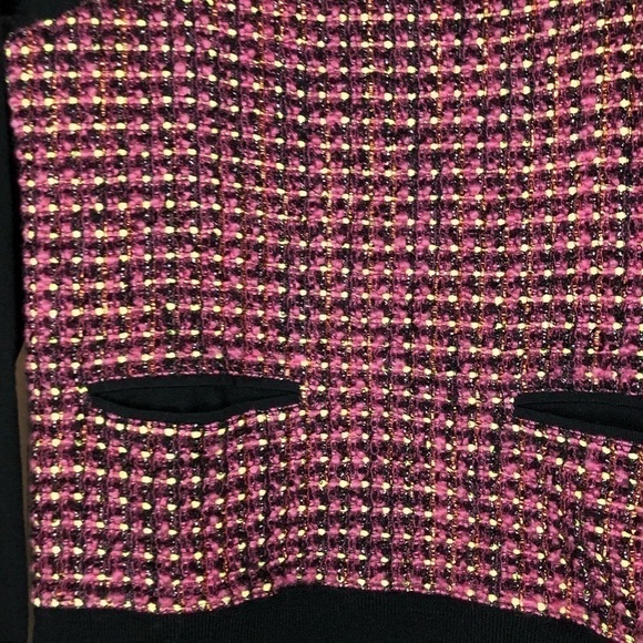 J. Crew Pink Tweed Front Navy Crew Neck Sweater - Picture 7 of 10